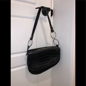 Black snake print shoulder bag